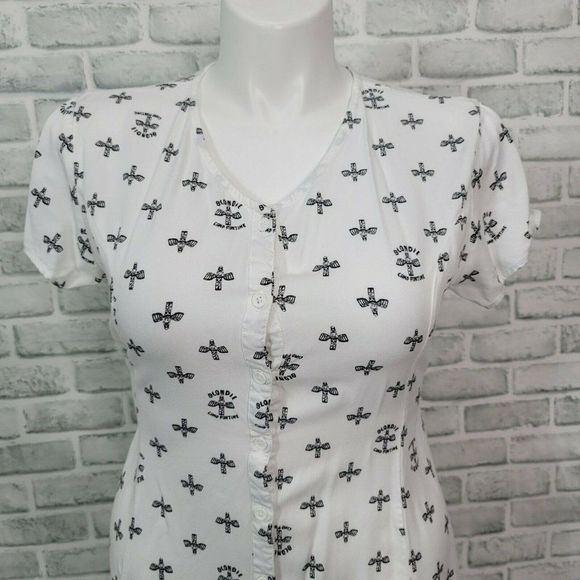 Junk Food Blondie Camp Funtime Button Front Dress Punk Rock Music New Wave - Picture 2 of 9